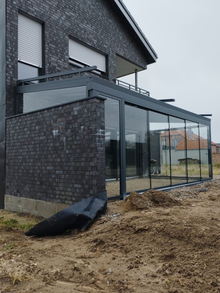 7x3 Meter Terrassendach mit Glasschiebeelementen